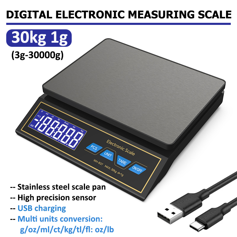 Electronics Stuff - Balança digital lcd de cozinha, 30kg/1g,